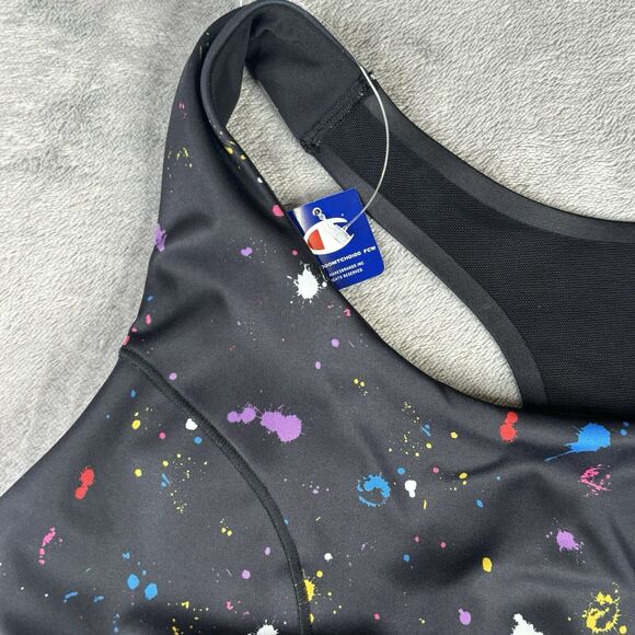 Champion Sports Bra‎ Women 1X Black Paint Splatter Athletic Moderate Support - Picture 5 of 12
